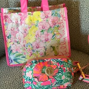 Lilly Pulitzer Pink and Green Floral belt bag